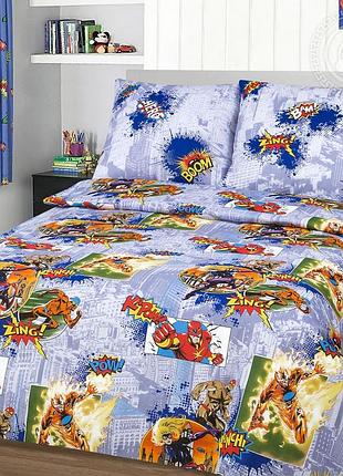 Постельное белье с супергероями марвел полуторное наволочки 70/70 см