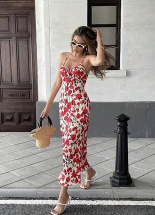 Максі сарафан у квітковий принт