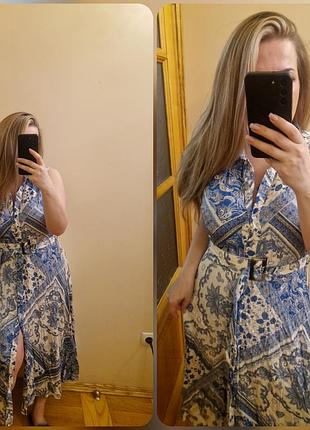 Летнее вискозное платье сарафан рубашка в стиле сафари