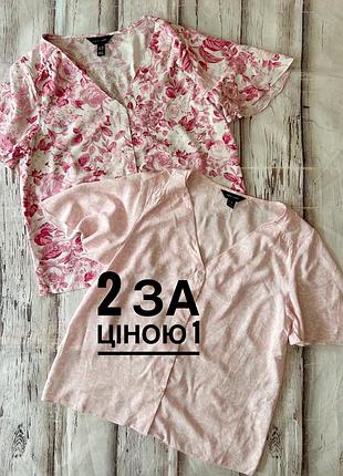Комплект віскозних блуз new look , m , рожеві квіти