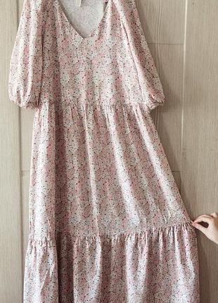 Нежно-розовое платье свободного кроя цветочный принт🌸🌸🌸