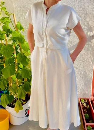 Белое платье миди вискоза