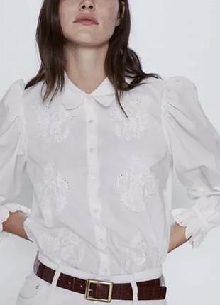 Блуза рубашка zara с вышивкой