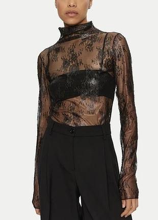Блуза с кружевом zara ажурная блуза