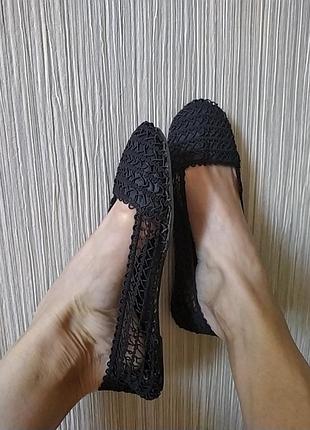 Балетки черные ажурные 39