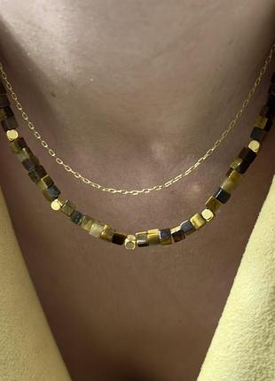 Намисто з натурального каменю "тигрове око"