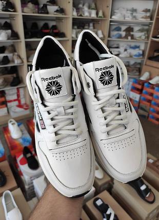 Кожаные белые кроссовки reebok, унисекс
