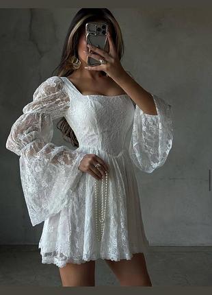Платье женское ажурное из кружева клеш s-l,l-xl