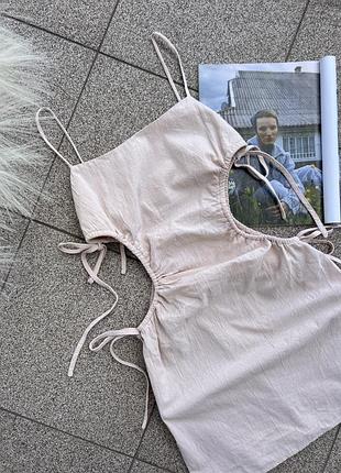 Бавовняна літня сукня легка shein плаття з завʼязками збоку