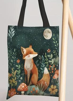 Нова полотняна сумка тоут з лисичкою.