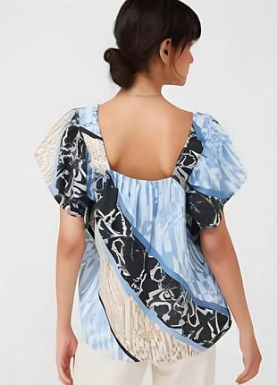 100% льон нова блуза next у абстрактний принт