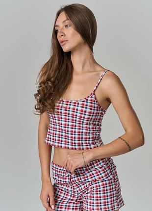 Женская хлопковая пижама короткая майка с мини-шортиками nicoletta туречевая, жеncкая пижама