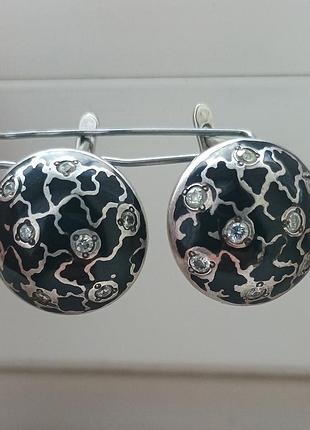 Серьги эмаль+стразы
