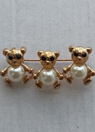 Стильна золотиста брошка з перлинними намистинами італія ексклюзив