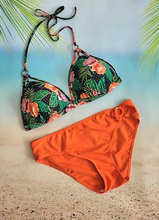 Купальник, лиф со стрепами new look eu 42,андр 14, xl плавки ellos swimwear оранжевый размер eu 42-44, u9 16-18, xl-xxl