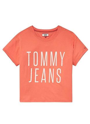 Укорочена футболка з логотипом tommy jeans orange  , оригінал, нова