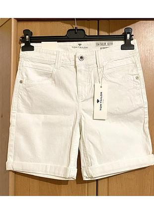 Eur 38 tom tailor slim бермуды белые стрейчевые шорты женские