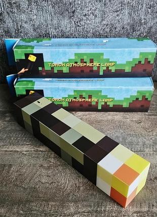 Факел minecraft майнкрафт ночник-светильник лампа led на аккумуляторе usb светодиодная