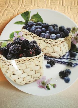Dora papi for easy life итальянская фарфоровая дизайнерская  тарелка люкс  19 см с принтом ежевика черника голубика ягоды