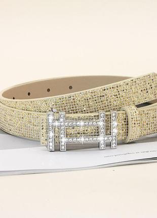 Роскошный ремень со стразами золотистый