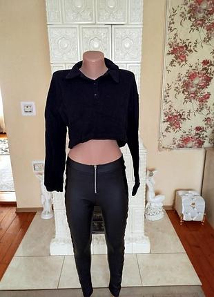 Стильний топ у вафельну тканину сорочка з комірцем