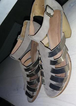 Kupuri-hend made in spain-кожа+замша босоножки р.39 1/2 (26см)