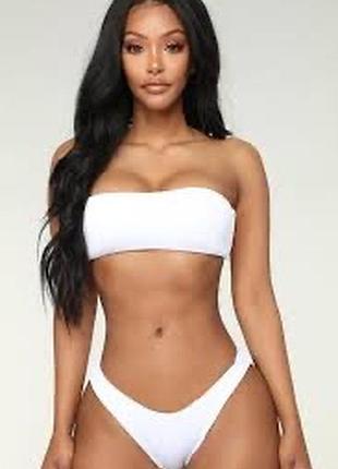 Купальник білий fashion nova в рубчик