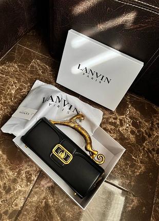 Сумка чорна шкіряна lanvin з кішкою