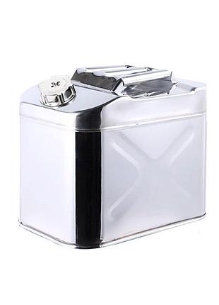 Каністра merlion ml201-20l, нержавіюча сталь + гнучка лійка, 20л, 370х260х310мм, 2.30 кг, silver