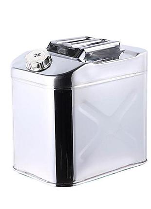 Каністра merlion ml201-25l, нержавіюча сталь + гнучка лійка, 25л, 370х260х360мм, 2.50 кг, silver
