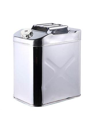 Каністра merlion ml201-30l, нержавіюча сталь + гнучка лійка, 30л, 370х260х410мм, 2.80 кг, silver
