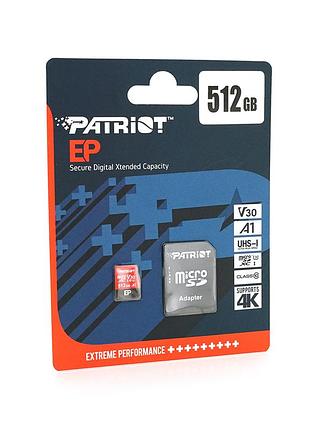 Карта пам'яті patriot lx microsdhc class 10uhs-i u3, v30 (r-100mb/s, w-80mb/s), 512gb