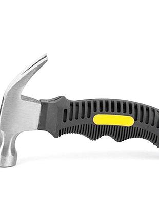Міні молоток із гвоздодером 155 мм, прогумована ручка, black/yellow