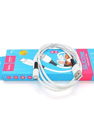 Кабель hoco x82 silicone, micro-usb, 2.4a, white, довжина 1м, box
