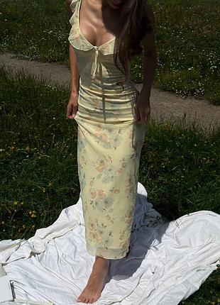 Платье желтое с