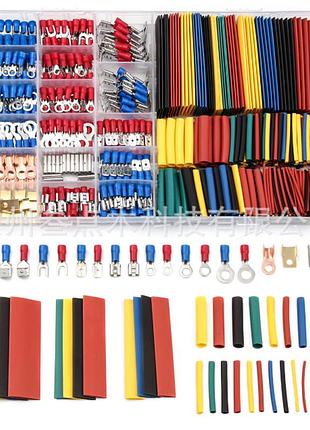 Набір клем холодного пресування в боксі, з набором термозбіжних кольорових трубок, 678шт.