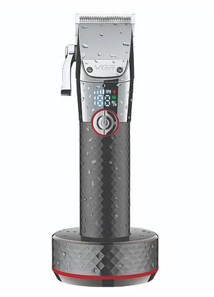 Акумуляторна машинка для стрижки vgr v-682, 6 насадок, ipx7, led display, box