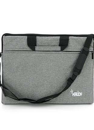 Сумка для ноутбука merlion 15" stripe, з плечовим ременем, gray