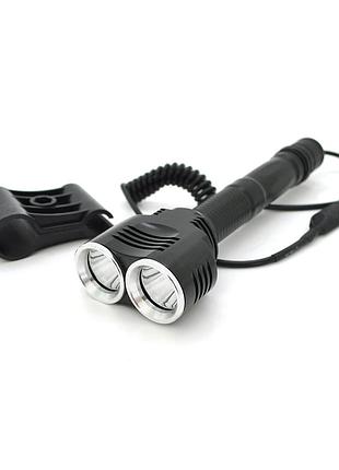 Ліхтар підствольний bailong bl-q2822, 2led cree xml-t6, 6w, кабель з кнопкою, 2х18650/8800mah, black, ip56,