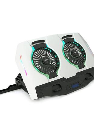 Підставка для ноутбука icecoorel n9, 10-18", 2*125mm 1400±10% rpm, корпус пластик+алюміній, 2xusb 2.0 + lcd