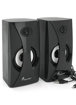 Колонки 2.0 hotmai ht-556led usb+3.5mm, 2x3w, 20hz-18khz, з регулятором гучності, black, box, q24