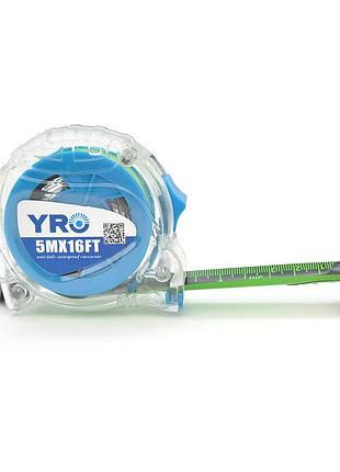 Рулетка yro 5mx16ft сталева, 5м, прозорий корпус, полотно 25мм, q12