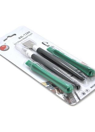 Набір інструментів bakku bk-7280-d (скальпель, шпатель, дві лопатки для розбирання корпусів), blister