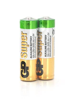 Батарейка gp super 15a-s2, лужна aa, 2 шт у вакуумній упаковці, ціна за упаковку