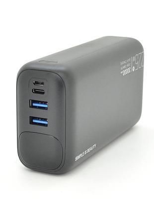 Powerbank  30000mah, input: (1хtype-c, 1x microusb), output: (2хusb, 2хtype-c), pd20w, plastic, black, q20
