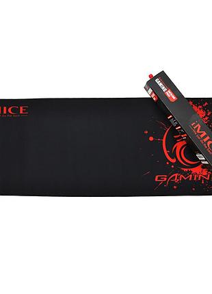 Коврик 300 * 800 для миші imice pd-03 тканевий з боковою прошивкою, товщина 4 мм, black-red, color box