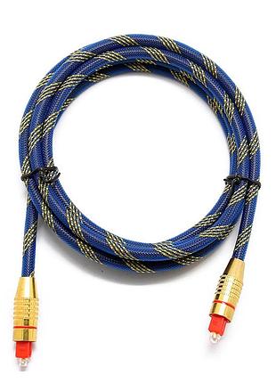 Кабель оптичний цифровий стерео в нейлонової оплетке 2,0m, od7.0 (мм), 250 мегабіт / с, black/gold, пакет