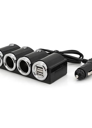 Азу розгалужувач olesson 1503, 12v-3*12v+2*usb, black, blister