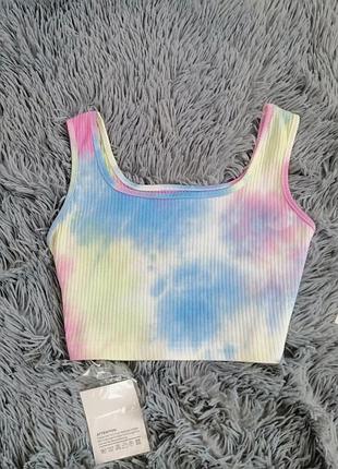 Блуза топ майка у рубчик принт тайдай натуральна бавовна