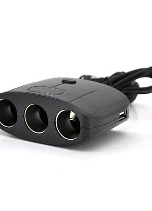 Азп розгалужувач olesson 1635, 12v-3 * 12v + 2 * usb, black, blister